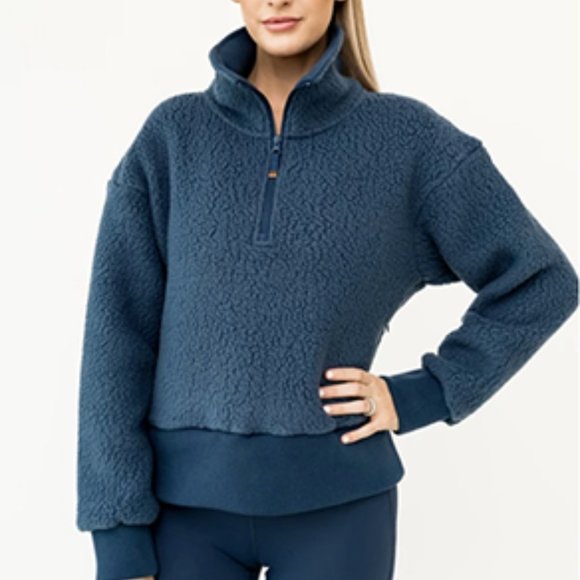 NWT IVL Keep It Toasty Polartec Half Zip Pullover Sherpa Fleece Jacket in Navy - Picture 9 of 12